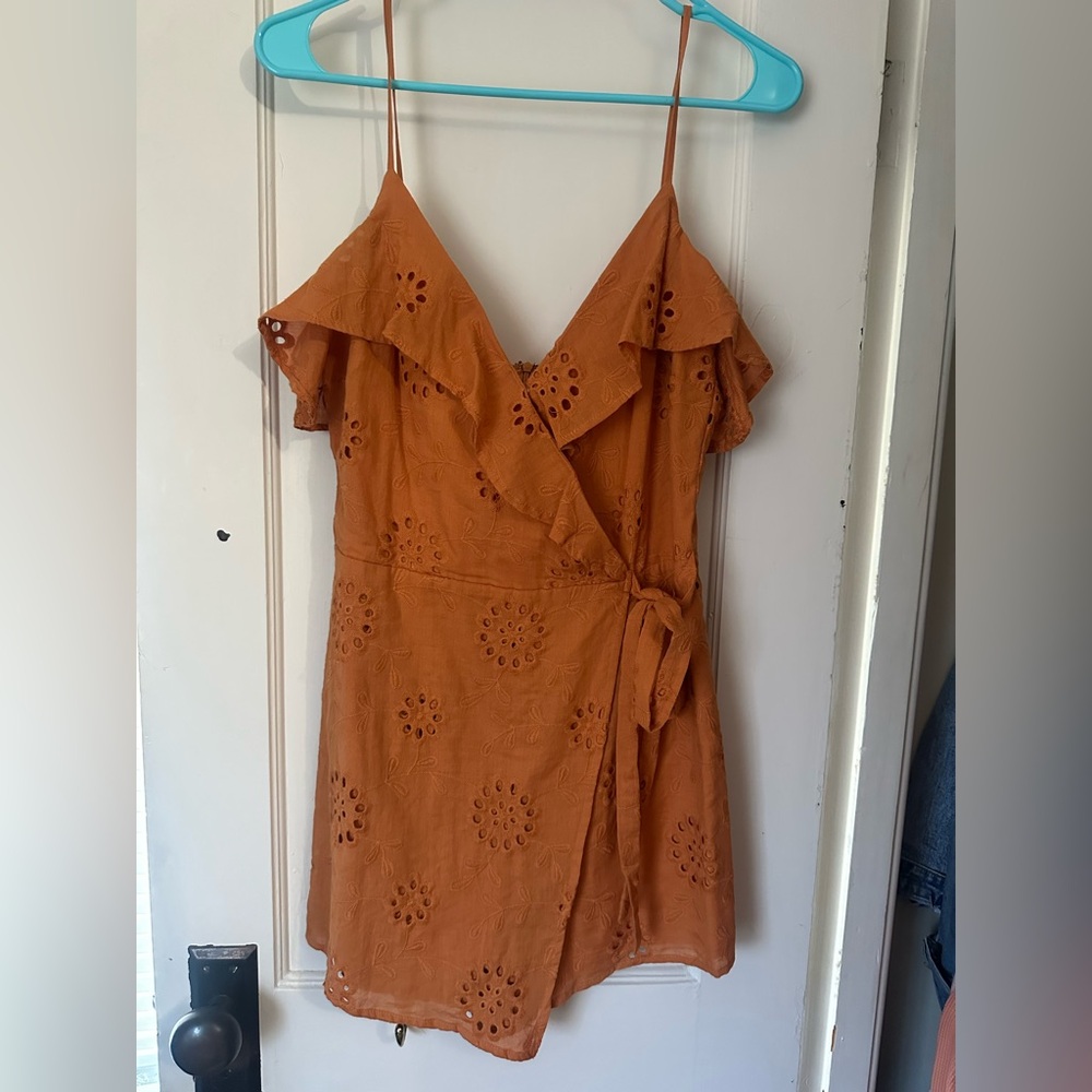 Blue Blush Tangerine Eyelet romper